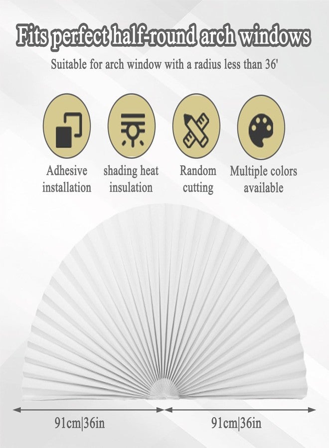 panthra 2 PCS Half Circle Window Shades, Arch Window Shade Blackout, Stick on Cellular Shades, No Drill, Easy Install, Suitable for All Windows(White) - Image 2